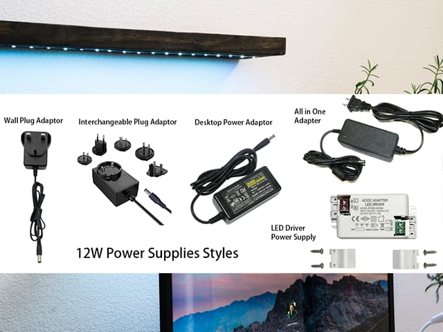 What are the Five styles of 12W AC DC Adaptor?